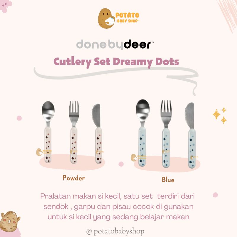 Done By Deer Cutlery Set Dreamy Dots - Sendok Makan Anak