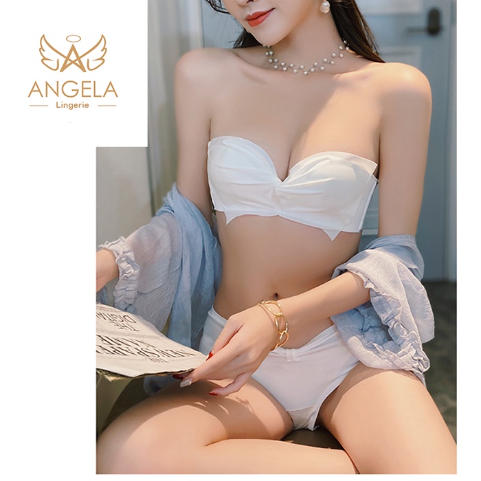 ANGELA PREMIUM JAPAN Bra BH Push Up Set Tanpa Kawat Celana Dalam Wanita Bikini Sport Beha Lingerie Korea Fashion Bralette Remaja Perempuan Sexy Pakaian Dalam COD Renang Motif Bunga Cewek Pita Bunga Murah Friska Jumbo Bralette Tanpa Tali