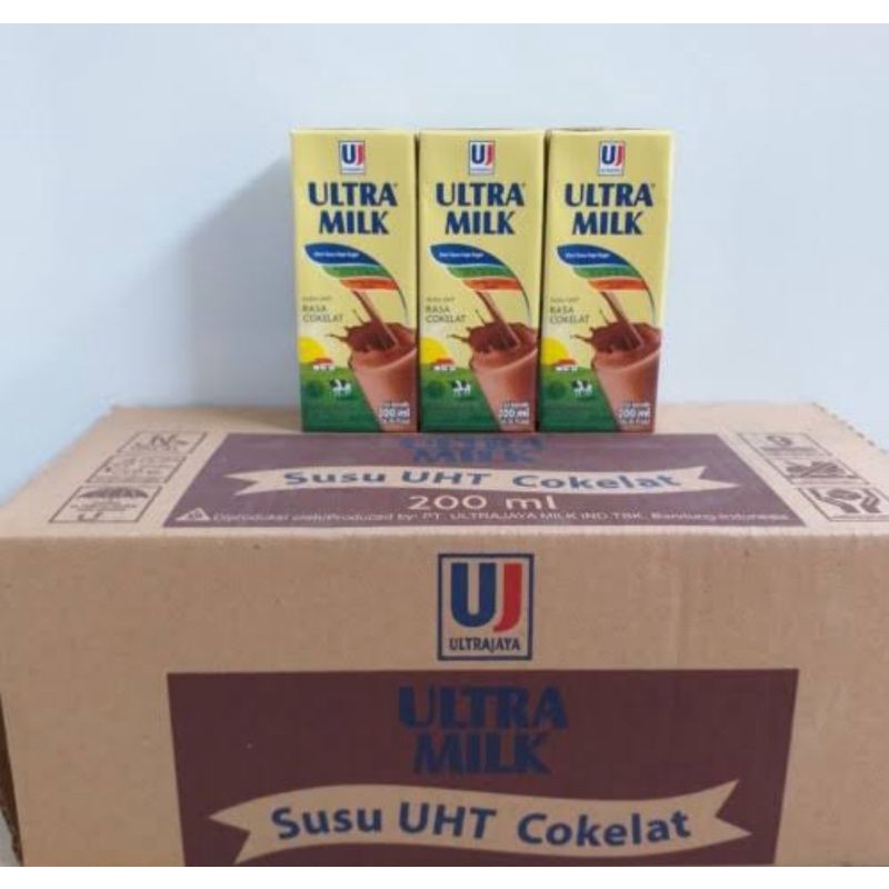 

Susu Ultra 200 ml Dus Karton Rasa Cokelat isi 24 pcs