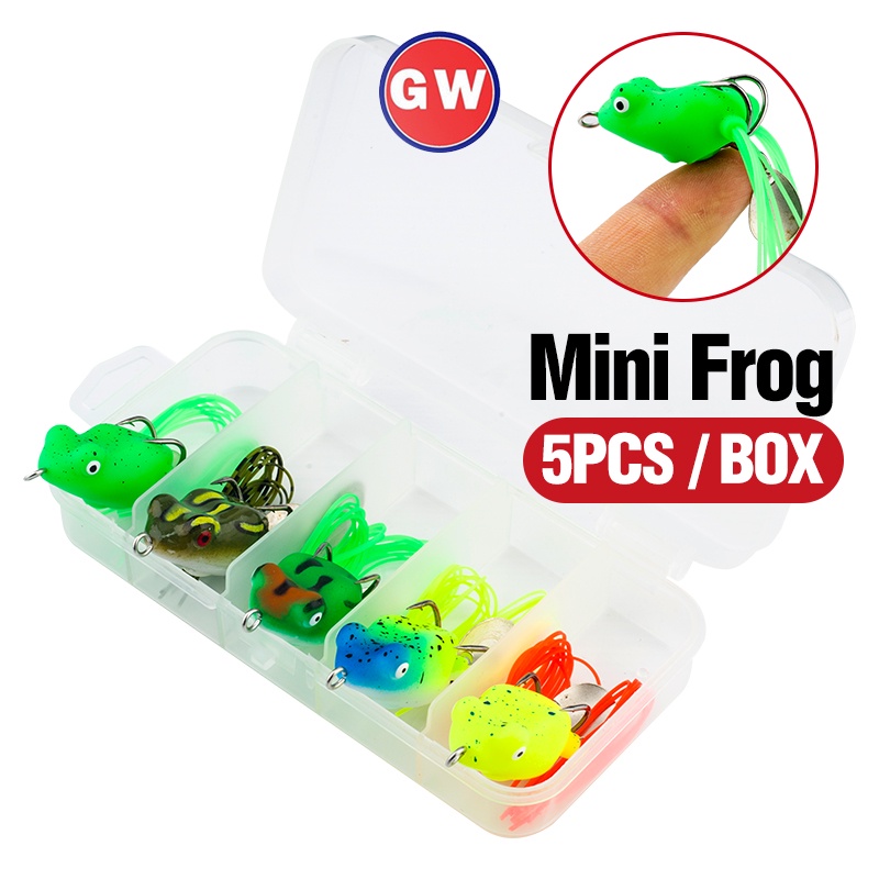 5pcs / Kotak Umpan Pancing Bentuk Katak Mata 3D Bahan Plastik Lembut Ukuran 3cm / 4.2g