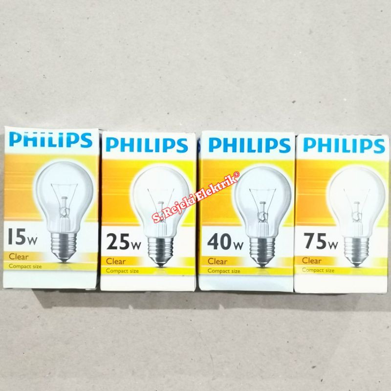 Jual Philips Lampu Bohlam Pijar Kaca Clear/Bening Kuning 15 25 40 75 ...