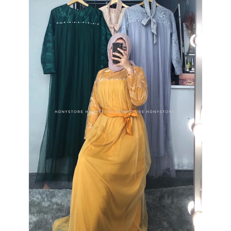 COD BAYAR DIRUMAH Dress brukat mutiara tile aurora dress maxy gamis jubah kondangan kayla Mikayla