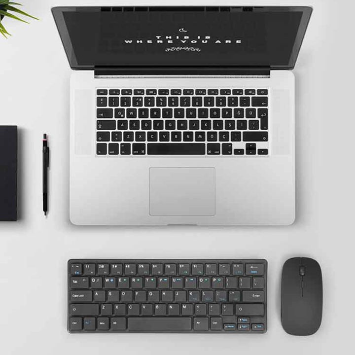 Kimsnot Wireless Keyboard Mouse Combo Set Ergonomic 64 Keys 2.4GHz - JP107 - Black