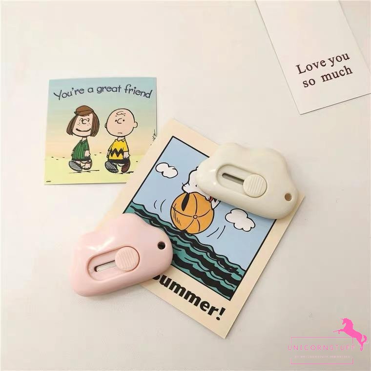 Cutter Size Mini Kecil Aesthetic TikTok Untuk membuka Paket Awan