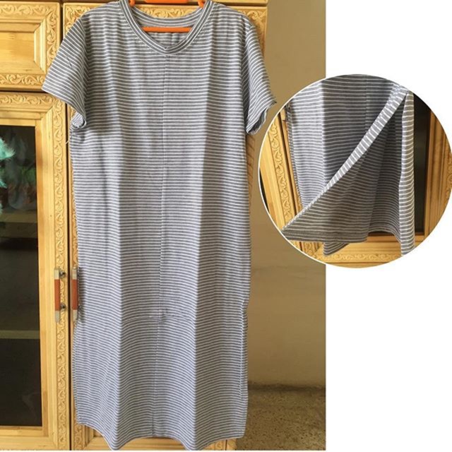 STRIPE SLIT SHIRT DRESS