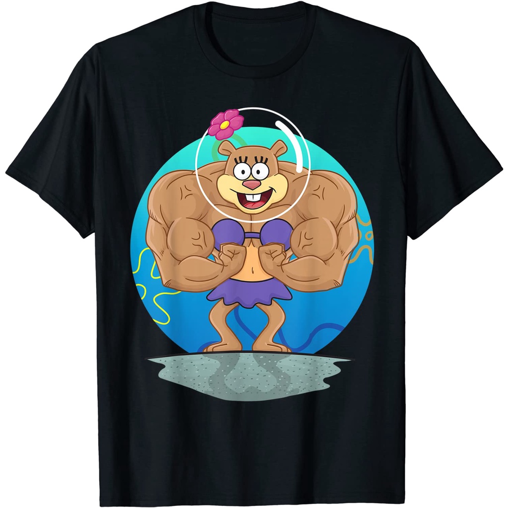 Kaos SpongeBob SquarePants - Sandy Cheeks Muscle T-Shirt – Baju Vintage 90s Retro Pria Wanita Unisex