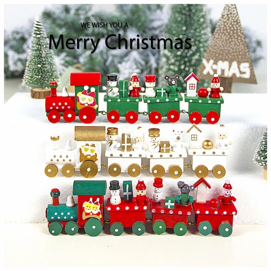 Kereta Kayu Kado Natal Miniatur Hiasan Kereta Train Christmas Dekorasi