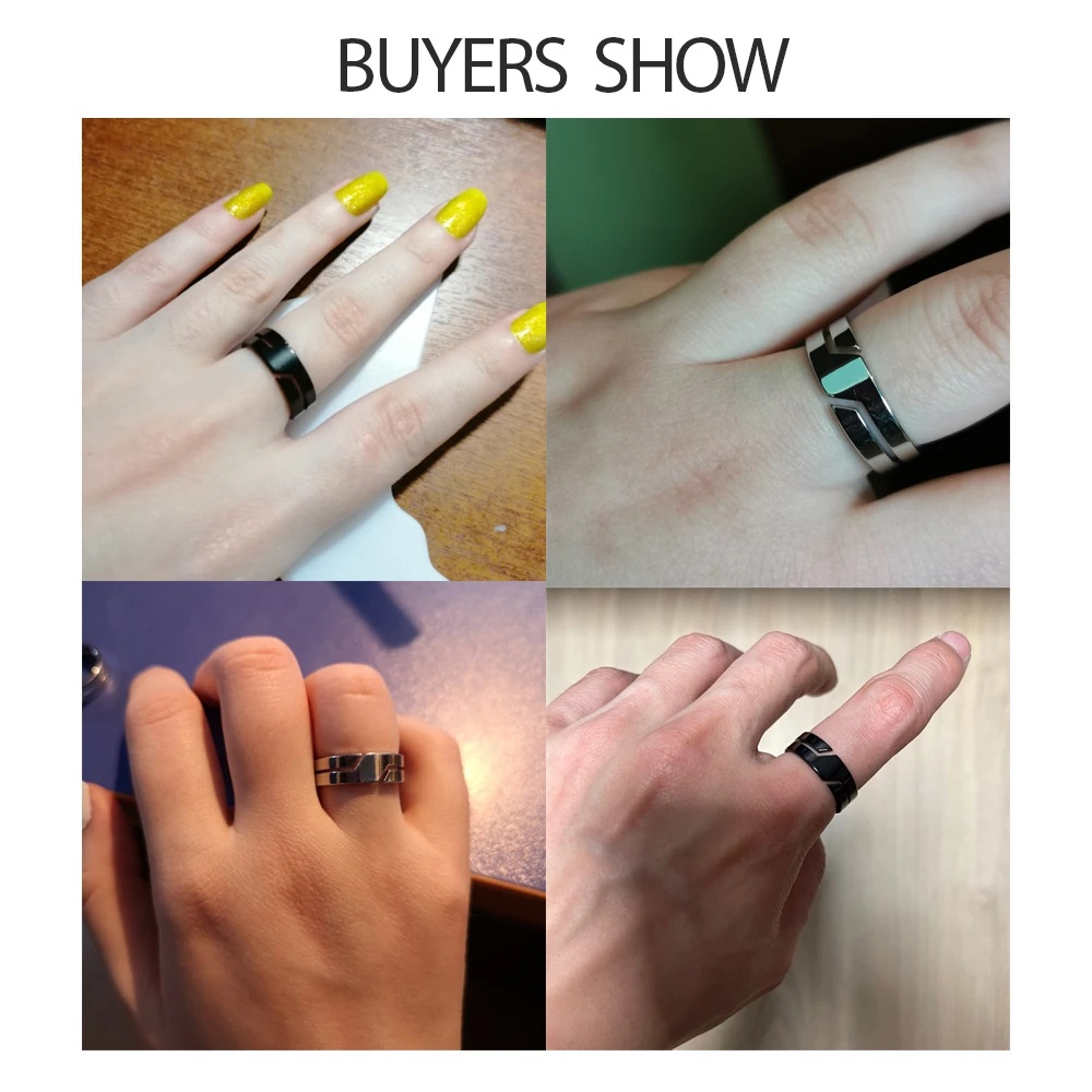 Fashion Simple Stainless Steel Hollow Lines Couple Rings for Men Women