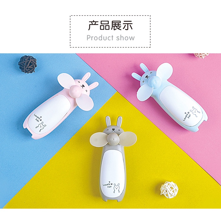 Kipas Angin Karakter Motif Rabbit Mini Fan LED USB Charger Kipas Genggam Portable lucu unik hemat tempat mudah di bawa kipas mini