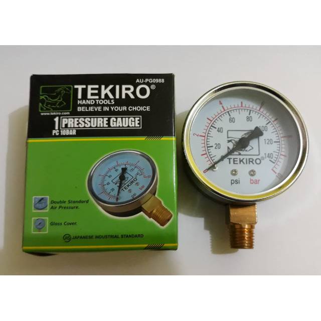 TEKIRO PRESSURE GAUGE AU-PG0986 Tekiro ALAT UKUR TEKANAN ANGIN KOMPRESOR 4 Bar Pengukur Tekanan