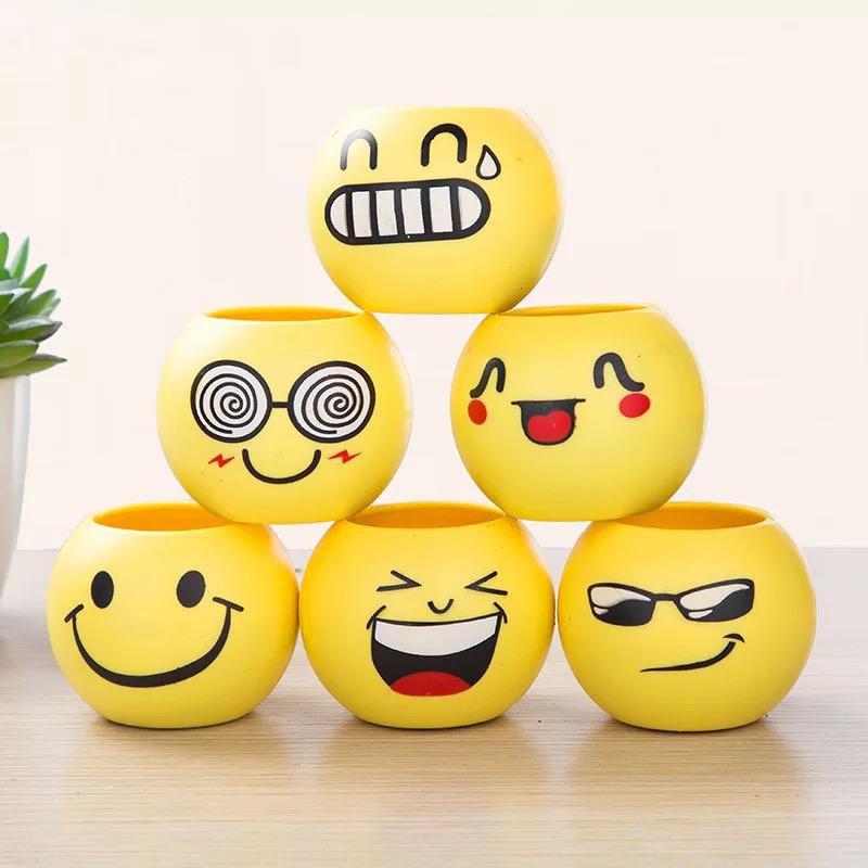 READY STOCK!!Pot Rumput Mini Emoticon/Pot Bunga Mini Plant Kantor Lucu