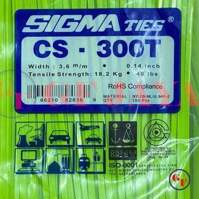 

✪ Kabel Ties / Cable Tie Sigma 300 T Warna Biru Pink Hijau Orange Kuning - Hijau ♖