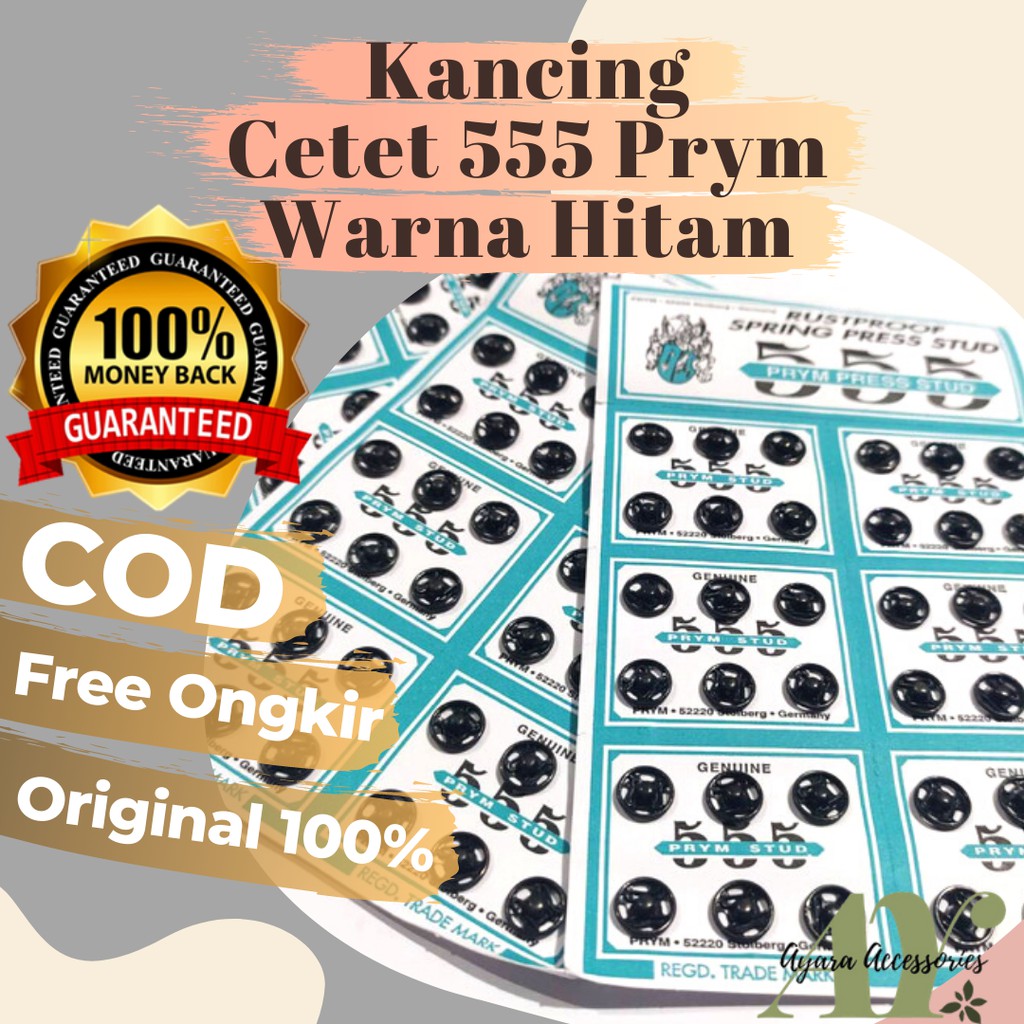 KANCING CETET 555 HITAM ASLI PRYM MURAH