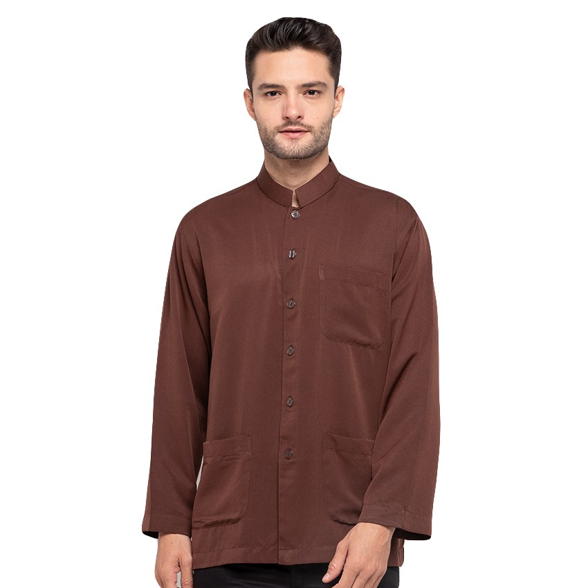 SHOHIB Baju koko Lengan Panjang HABIBI-COKLAT TUA
