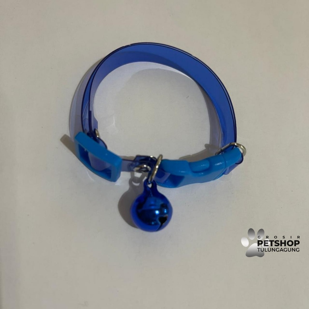 Kalung Kucing Trasparan Bening Mika Jelly Lonceng 14mm