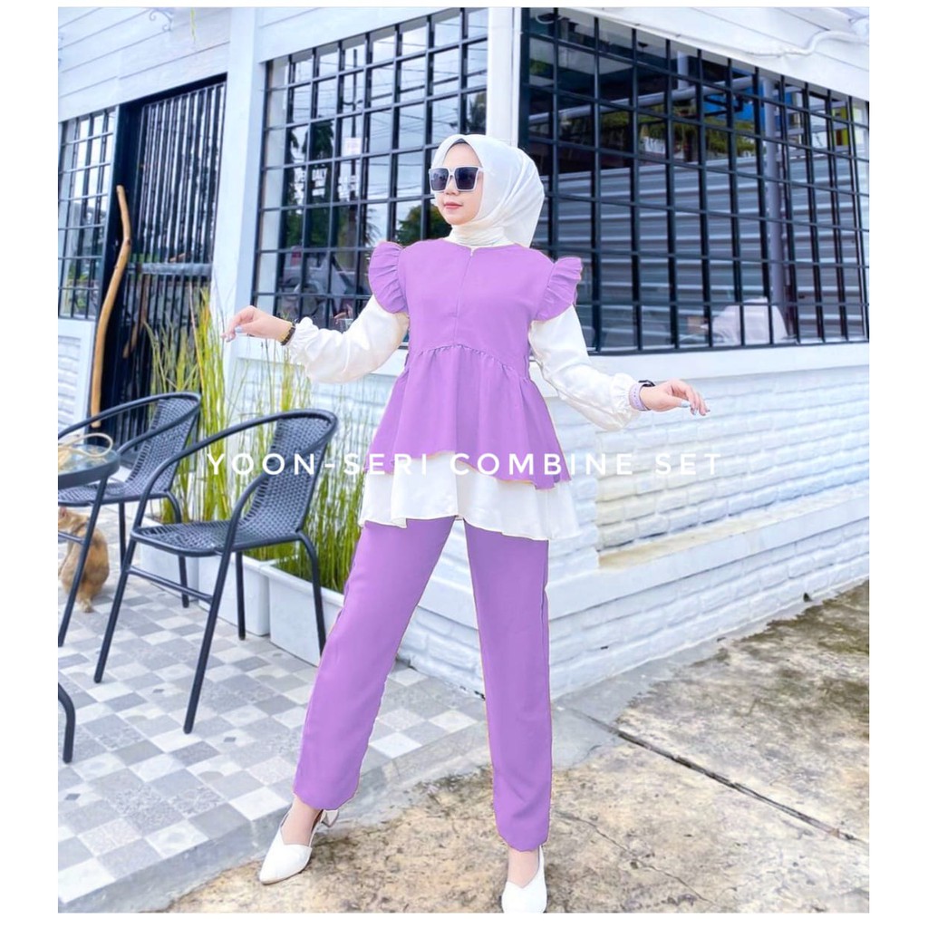 One Set Piyama Wanita Rayon / Yoon-seri combine set / Setelan Wanita Pajamas Polos Busui