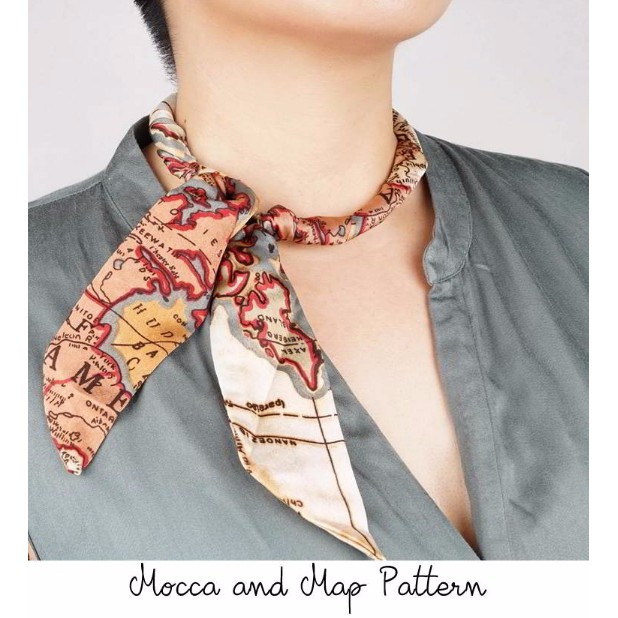 

Kalung twilly - K-115 - mocca and map patttern - ada magnetnya
