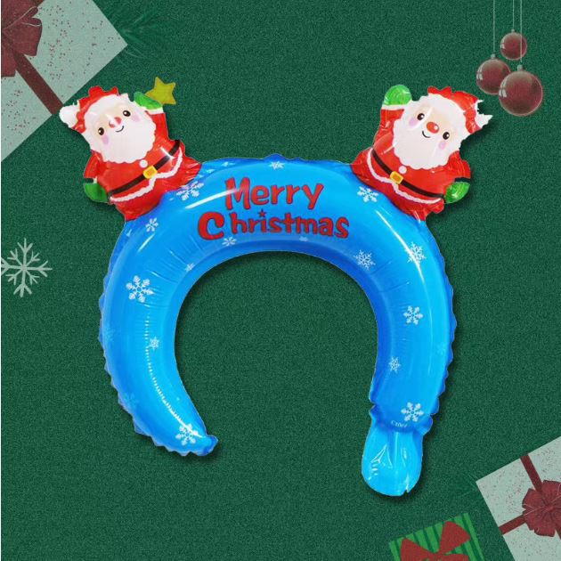 Balon Bando Santa merah/Balon Foil Headband Natal