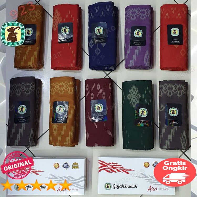 Original G25-10 Gajah Duduk Motif Kembang Kain Sarung Tenun Dewasa