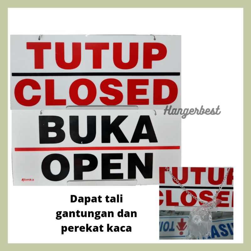 sign tutup buka akrilik/papan tutup buka akrilik/open buka close tutup bolak balik