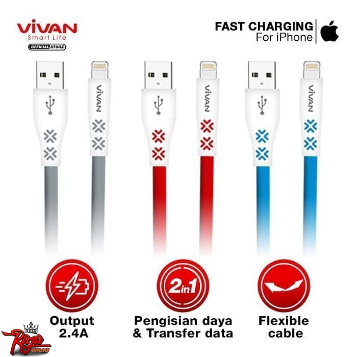 Kabel Data Charger Vivan iPhone 5 /6 /7 CTL100