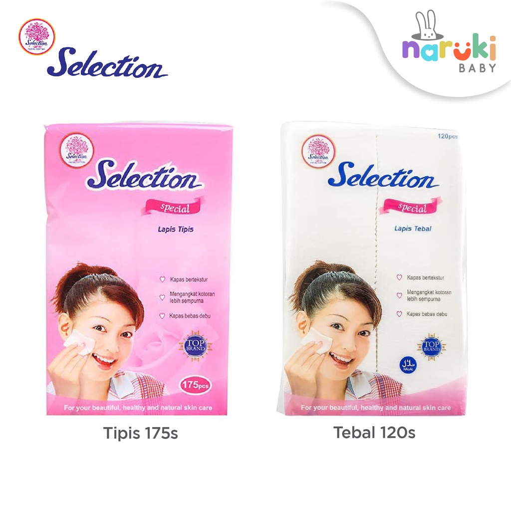 Kapas Wajah Selection Special Premium Tipis 175s Tebal 120s Facial Cotton 60gr