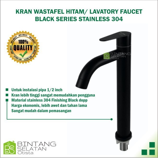 KRAN WASTAFEL HITAM/ LAVATORY FAUCET BLACK SERIES STAINLESS 304