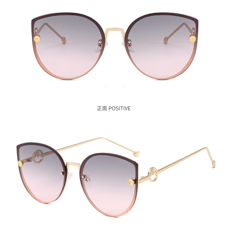 (YUZHU) COD INS Fashion Style Shades Sunglasses Untuk Wanita / Pria Bingkai Logam Lensa Gradien Sunnies Studios Sunglasses Cat Eye Frame Kacamata Kacamata Warna