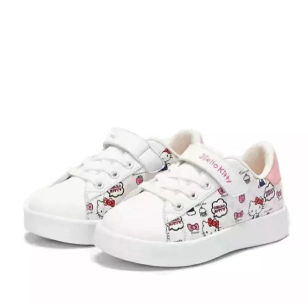 Sepatu Sneakers Anak Perempuan Murah Motif Print Hellokity Lucu Umur 3-10 Tahun | Sepatu Anak Perempuan Terbaru 2022 - Putih