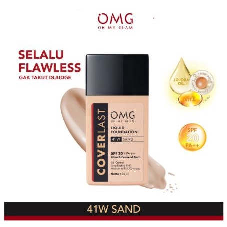 NEW  OMG Oh My Glam Coverlast Liquid Foundation 41W Sand
