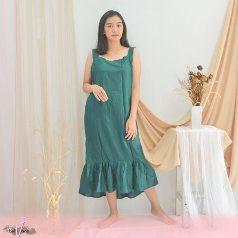 Daster Viral Ruffle Gandul Tali Bali | Daster Yukensi Tanpa Lengan Rayon-[GTJ] B