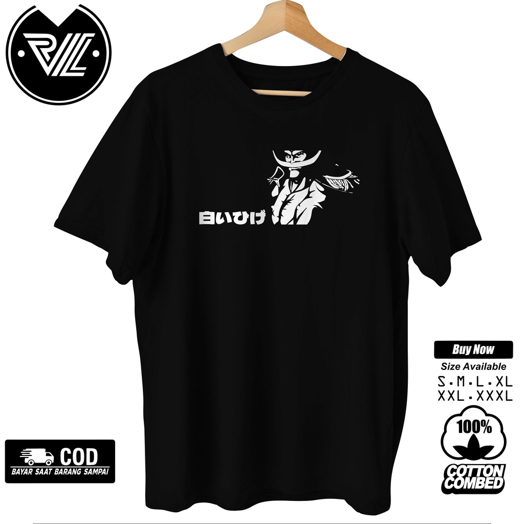 Sale Tshirt Baju Kaos SHIROHIGE WHITE BEARD / Kaos One Piece / Kaos Bajak laut / Kaos Anime Japan / 