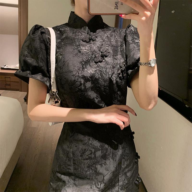 Bahasa Perancis Versi Perbaikan Cheongsam Puff Lengan Hepburn Fairy Dress 2022 Baru Wanita Musim Sem