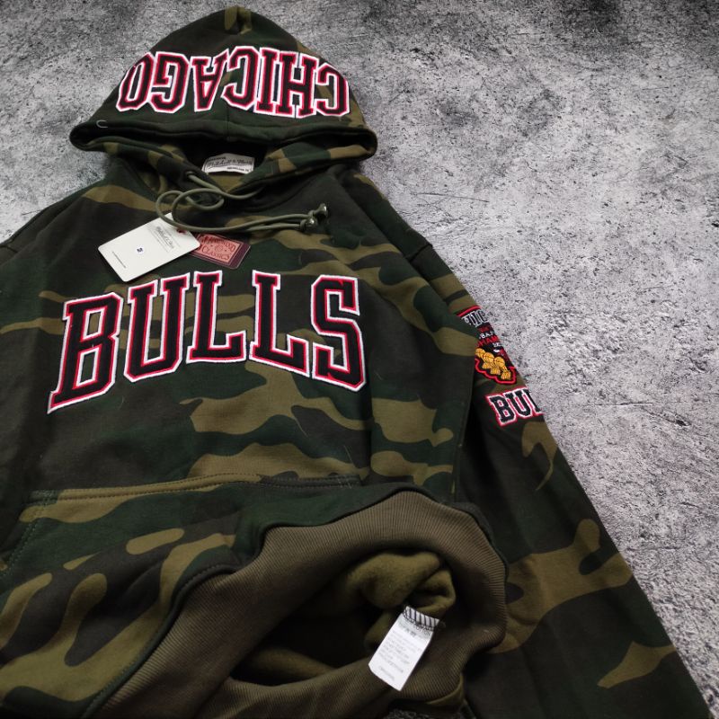 SWEATER HOODIE CHICAGO BULLS CAMO FULL BORDIR AUTHENTIC FULLTAG &amp; LEBEL PREMIUM