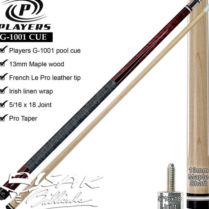 players g-1001 pool cue - maple billiard stick stik biliar player play