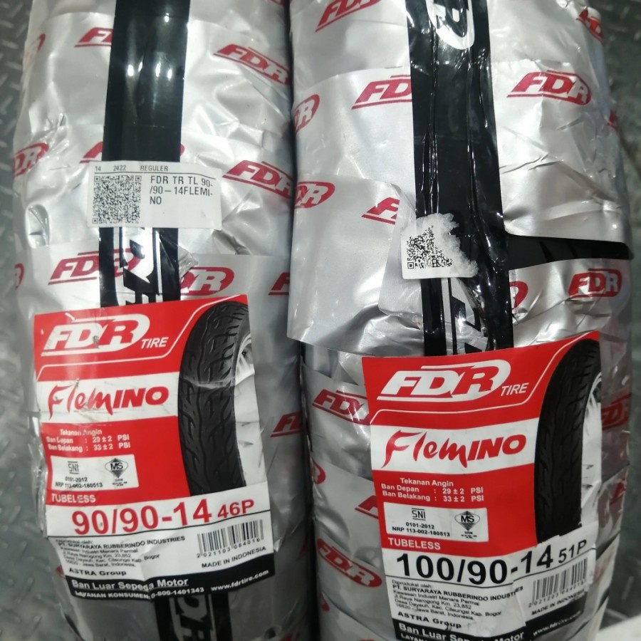 Paketan Ban FDR 90/90-14 & 100/90-14 FLEMINO TUBELESS