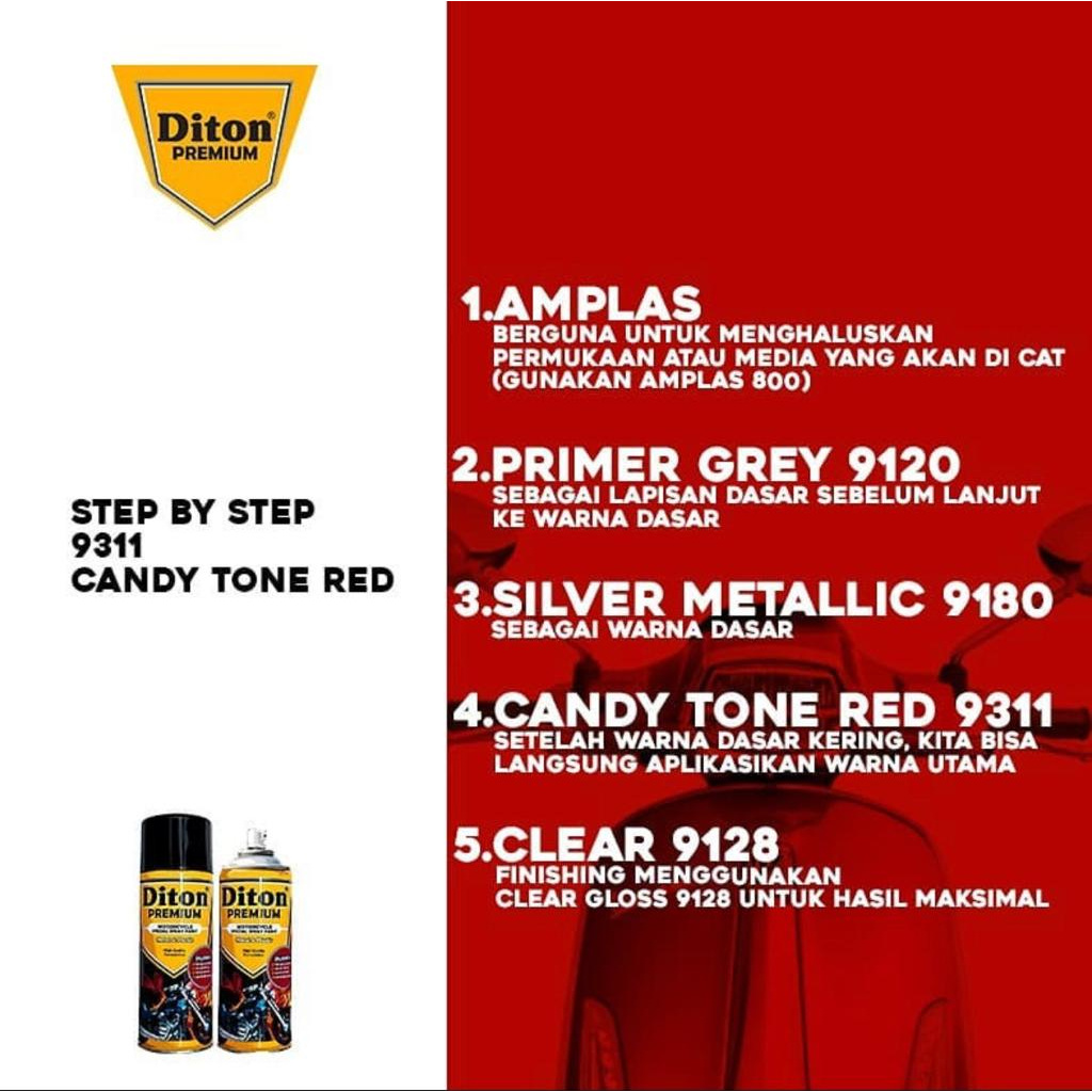 Cat Pilox Diton Premium Candy Tone Red 9311 400cc kendi cendi merah