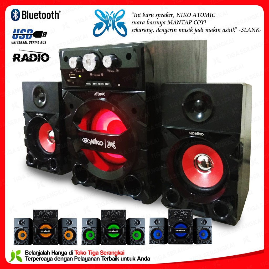 Niko Atomic Speaker Aktif 2.1 Bluetooth Radio