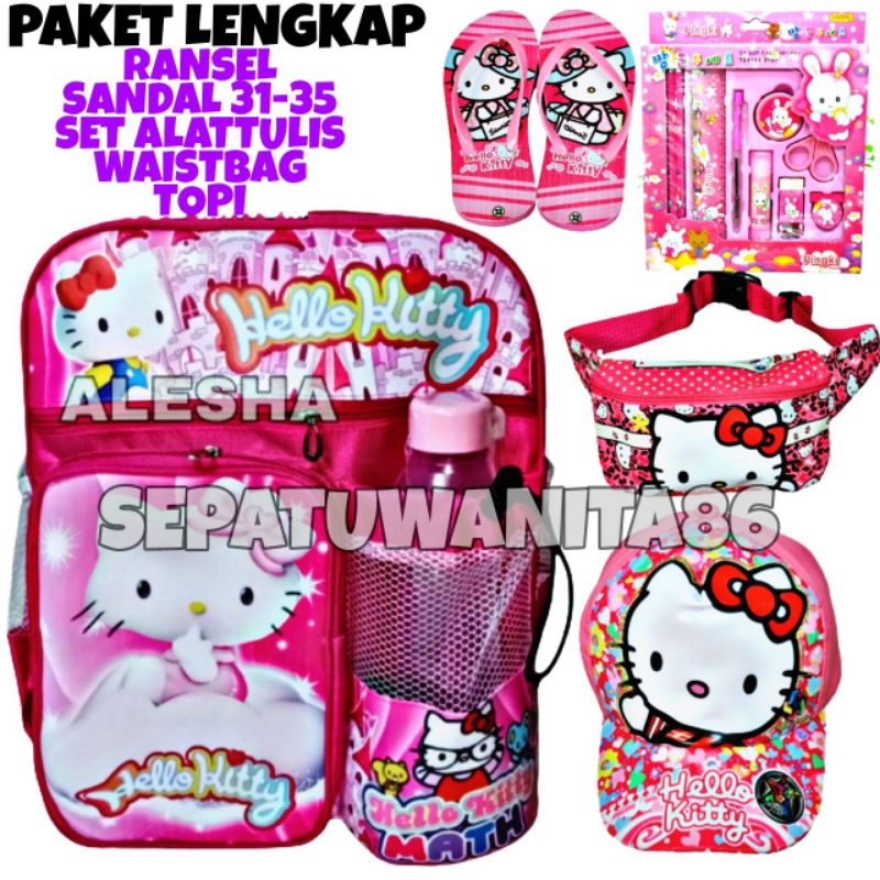 Tas Ransel Hello Kity Bonus botol minum Tas Sekolah Anak perempuan Tas helokiti