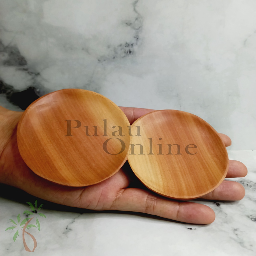 Pulau Online - Tempat sambal kayu diameter 8 cm - Piring sambal kayu - Piring saos