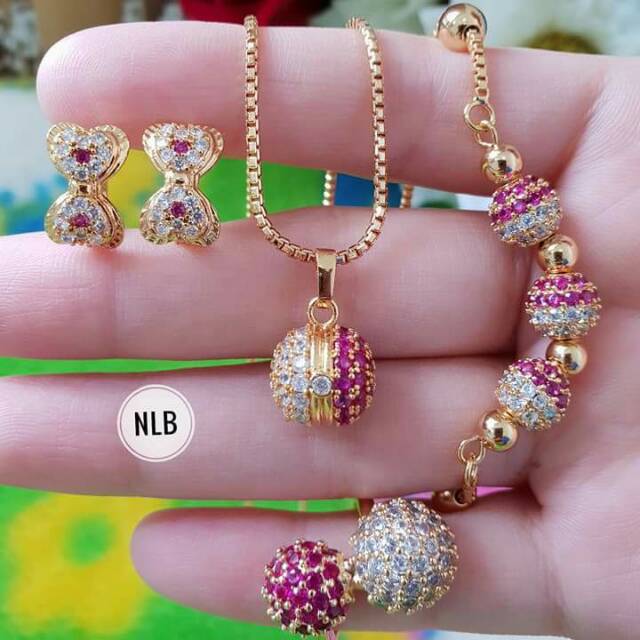 perhiasan imitasi xuping kalung gelang anting cincin