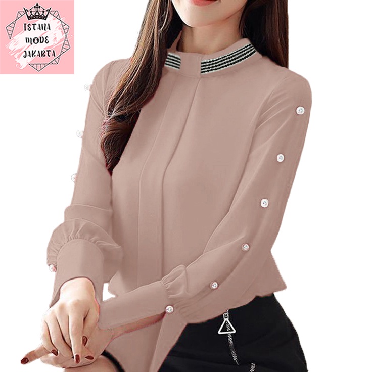 ISTANA MODE JAKARTA Jessica baju atasan wanita terbaru blouse korean style blouse wanita lengan panjang-5