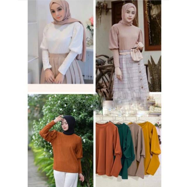 Atasan tangan balon , blouse import