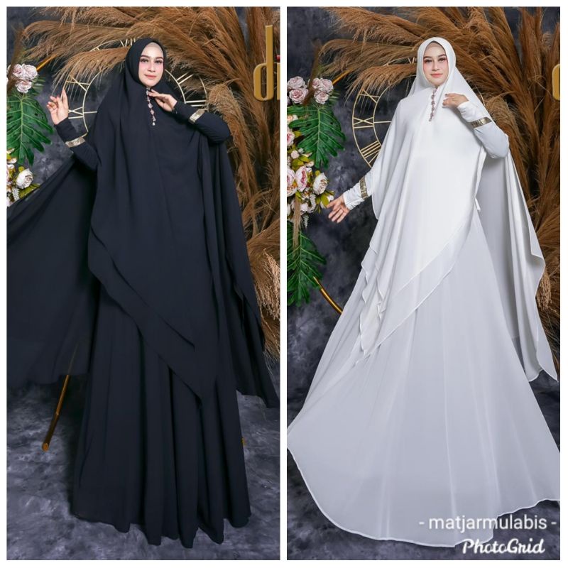 Gamis Syari Set Jilbab Polos Ceruty Babydoll Ld 115/ Kode 615 By Dijah