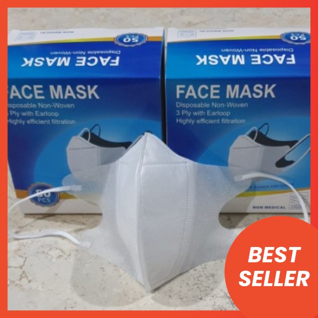 Masker 3ply Duckbill FaceMask isi 50pcs duckbil garis MIRIP DENGAN SENSI