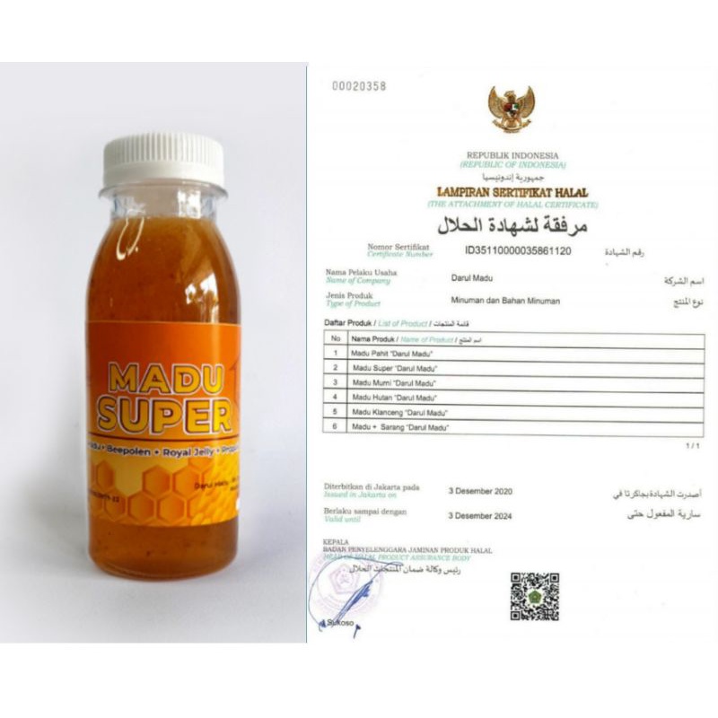 

MADU SUPER 100ml (Madu+Beepollen+Royal Jelly+Propolis) + Bonus Masker