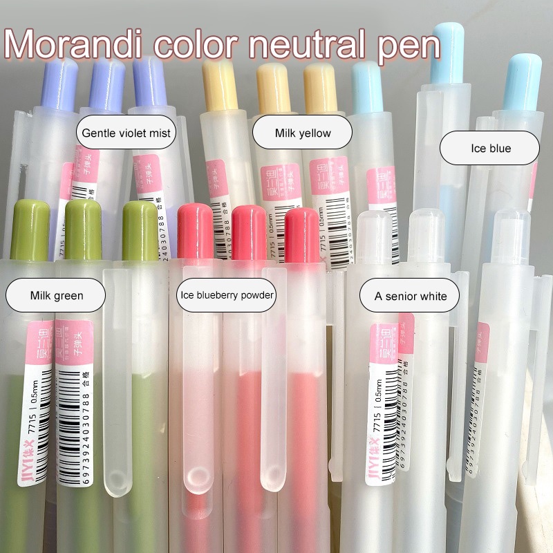 

COD❤️Gel Pen 0.5mm Retractable Penas Air Tipe Dorong Buram Transparan Pena Karbon Mahasiswa Kreatif yy