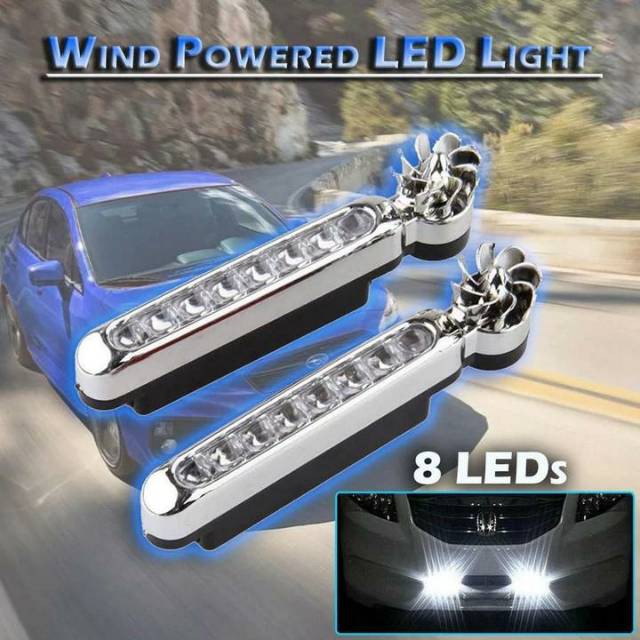 Lampu Mobil Tenaga Angin Auto Wind Power 8 LED Pair Car Light Aksessoris Otomotif Exterior 1PCS