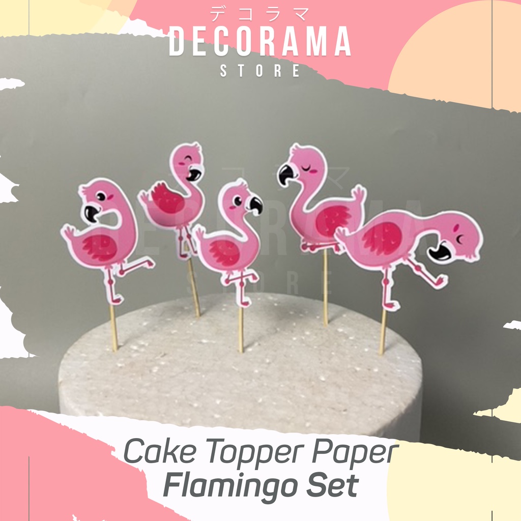 Cake Topper Flamingo Set DEKORASI ULTAH ANAK MURAH