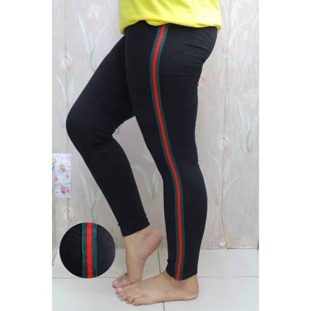 LEGGING IMPORT LIST HIJAU RED/GUCI BLACK